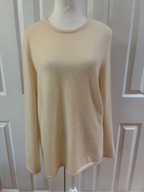 McDuff Essentials Ivory Cashmere Crew Neck Pullover Size L